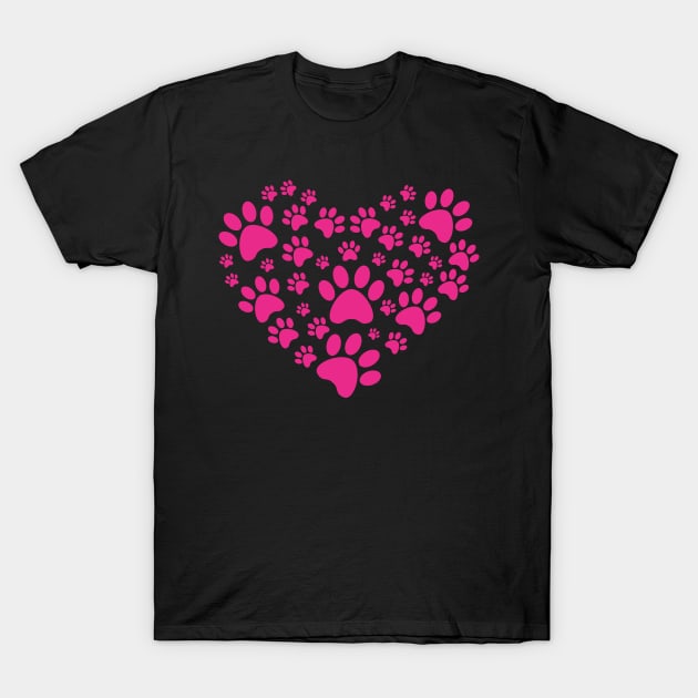 Dog Paw Heart T-Shirt by kimmieshops